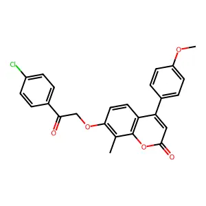 7-[2-(4-chlorophenyl)-2-oxoethoxy]-4-(4-methoxyphenyl)-8-methyl-2H-chromen-2-one structure