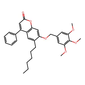 6-hexyl-4-phenyl-7-[(3,4,5-trimethoxybenzyl)oxy]-2H-chromen-2-one structure