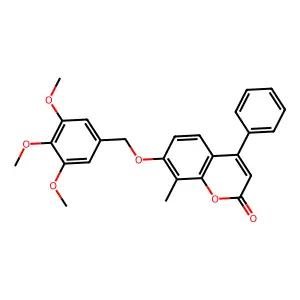 8-methyl-4-phenyl-7-[(3,4,5-trimethoxybenzyl)oxy]-2H-chromen-2-one structure