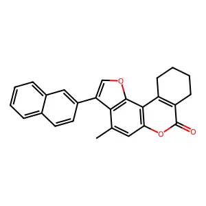 4-methyl-3-(2-naphthyl)-8,9,10,11-tetrahydro-7H-benzo[c]furo[2,3-f]chromen-7-one structure