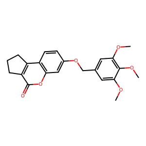 7-[(3,4,5-trimethoxybenzyl)oxy]-2,3-dihydrocyclopenta[c]chromen-4(1H)-one structure
