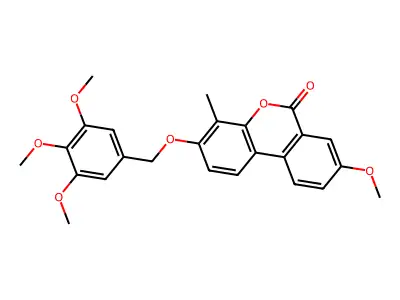 8-methoxy-4-methyl-3-[(3,4,5-trimethoxybenzyl)oxy]-6H-benzo[c]chromen-6-one structure