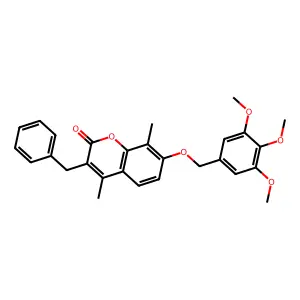 3-benzyl-4,8-dimethyl-7-[(3,4,5-trimethoxybenzyl)oxy]-2H-chromen-2-one structure