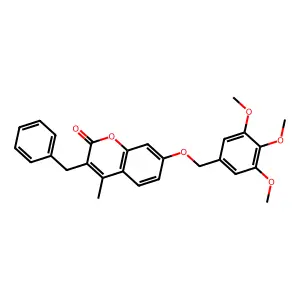 3-benzyl-4-methyl-7-[(3,4,5-trimethoxybenzyl)oxy]-2H-chromen-2-one structure