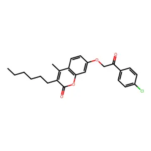 7-[2-(4-chlorophenyl)-2-oxoethoxy]-3-hexyl-4-methyl-2H-chromen-2-one structure