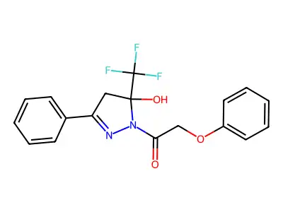 1-[5-hydroxy-3-phenyl-5-(trifluoromethyl)-4H-pyrazol-1-yl]-2-phenoxyethanone structure