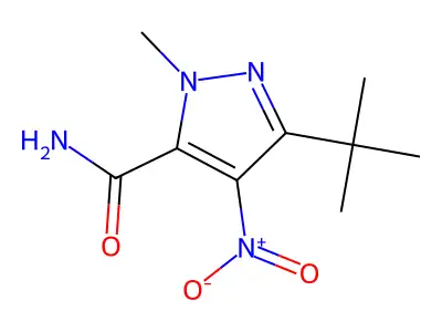 5-Tert-butyl-2-methyl-4-nitropyrazole-3-carboxamide structure