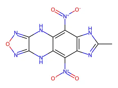 7-methyl-5,9-dinitro-6,10-dihydro-4H-imidazo[4,5-g][1,2,5]oxadiazolo[3,4-b]quinoxaline structure