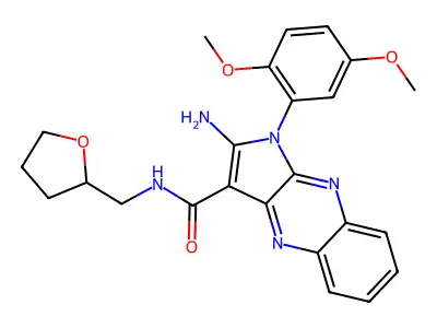 2-Amino-1-(2,5-dimethoxyphenyl)-N-((tetrahydrofuran-2-yl)methyl)-1H-pyrrolo[2,3-b]quinoxaline-3-carboxamide structure