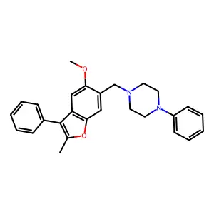 1-[(5-Methoxy-2-methyl-3-phenyl-1-benzofuran-6-yl)methyl]-4-phenylpiperazine structure