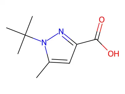 1-tert-butyl-5-methyl-1H-pyrazole-3-carboxylic acid structure