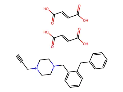 1-[(2-Benzylphenyl)methyl]-4-prop-2-ynylpiperazine;bis(but-2-enedioic acid) structure