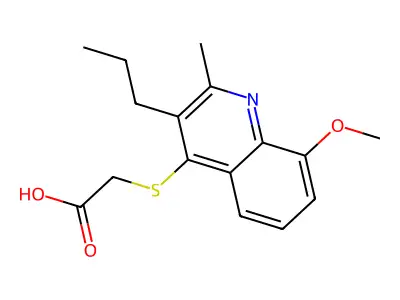 2-(8-Methoxy-2-methyl-3-propyl-4-quinolylthio)acetic acid structure