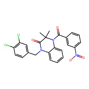 1-[(3,4-Dichlorophenyl)methyl]-3,3-dimethyl-4-(3-nitrobenzoyl)quinoxalin-2-one structure