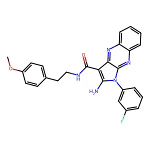 2-amino-1-(3-fluorophenyl)-N-[2-(4-methoxyphenyl)ethyl]-1H-pyrrolo[2,3-b]quinoxaline-3-carboxamide structure