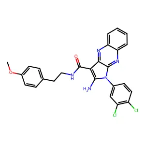 2-amino-1-(3,4-dichlorophenyl)-N-[2-(4-methoxyphenyl)ethyl]-1H-pyrrolo[2,3-b]quinoxaline-3-carboxamide structure