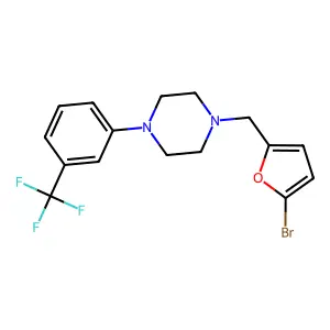 1-[(5-Bromofuran-2-yl)methyl]-4-[3-(trifluoromethyl)phenyl]piperazine structure