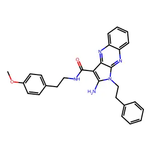 2-amino-N-[2-(4-methoxyphenyl)ethyl]-1-(2-phenylethyl)-1H-pyrrolo[2,3-b]quinoxaline-3-carboxamide structure