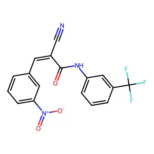 (Z)-2-cyano-3-(3-nitrophenyl)-N-(3-(trifluoromethyl)phenyl)acrylamide structure