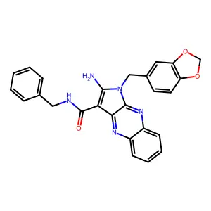 2-amino-1-(1,3-benzodioxol-5-ylmethyl)-N-benzyl-1H-pyrrolo[2,3-b]quinoxaline-3-carboxamide structure