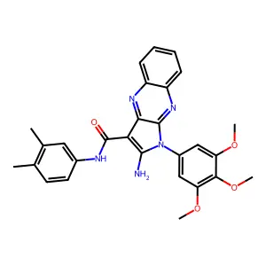 2-amino-N-(3,4-dimethylphenyl)-1-(3,4,5-trimethoxyphenyl)-1H-pyrrolo[2,3-b]quinoxaline-3-carboxamide structure