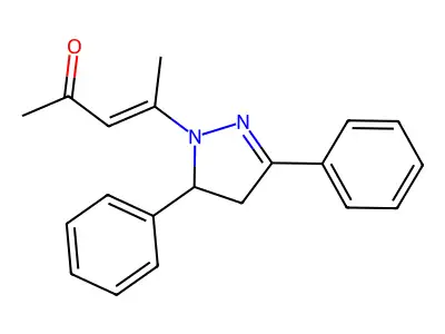 (E)-4-(3,5-diphenyl-3,4-dihydropyrazol-2-yl)pent-3-en-2-one structure