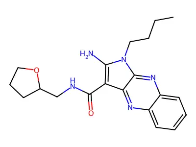 2-amino-1-butyl-N-(tetrahydrofuran-2-ylmethyl)-1H-pyrrolo[2,3-b]quinoxaline-3-carboxamide structure