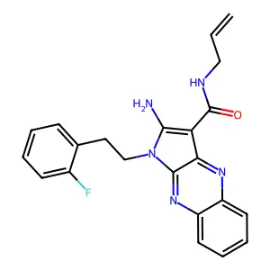 2-amino-1-[2-(2-fluorophenyl)ethyl]-N-(prop-2-en-1-yl)-1H-pyrrolo[2,3-b]quinoxaline-3-carboxamide structure