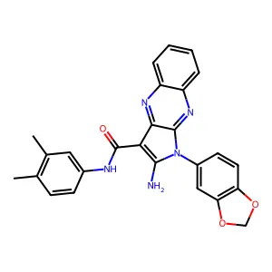 2-amino-1-(1,3-benzodioxol-5-yl)-N-(3,4-dimethylphenyl)-1H-pyrrolo[2,3-b]quinoxaline-3-carboxamide structure