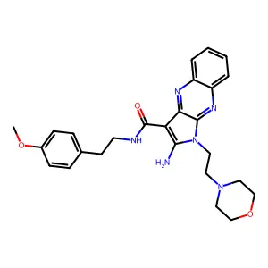 2-amino-N-[2-(4-methoxyphenyl)ethyl]-1-[2-(morpholin-4-yl)ethyl]-1H-pyrrolo[2,3-b]quinoxaline-3-carboxamide structure