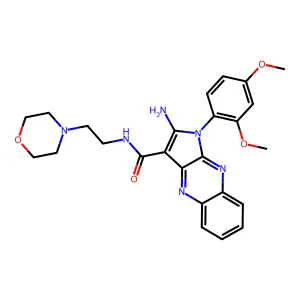 2-amino-1-(2,4-dimethoxyphenyl)-N-[2-(morpholin-4-yl)ethyl]-1H-pyrrolo[2,3-b]quinoxaline-3-carboxamide structure