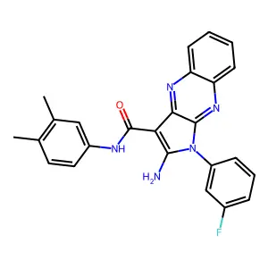 2-amino-N-(3,4-dimethylphenyl)-1-(3-fluorophenyl)-1H-pyrrolo[2,3-b]quinoxaline-3-carboxamide structure