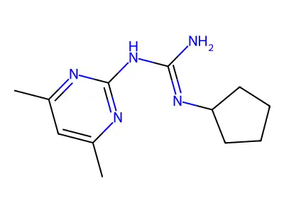 N-cyclopentyl-N'-(4,6-dimethylpyrimidin-2-yl)guanidine structure