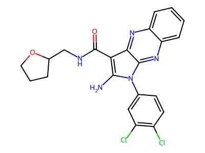 2-amino-1-(3,4-dichlorophenyl)-N-(tetrahydrofuran-2-ylmethyl)-1H-pyrrolo[2,3-b]quinoxaline-3-carboxamide structure