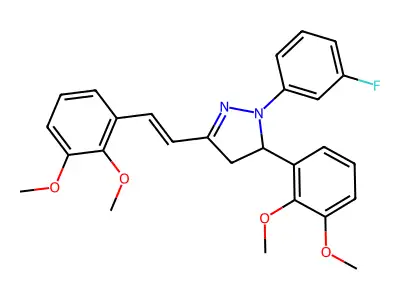 3-(2,3-dimethoxyphenyl)-5-[(E)-2-(2,3-dimethoxyphenyl)ethenyl]-2-(3-fluorophenyl)-3,4-dihydropyrazole structure