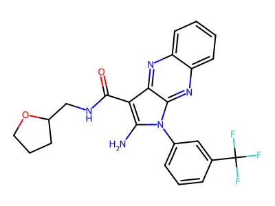2-amino-N-(tetrahydrofuran-2-ylmethyl)-1-[3-(trifluoromethyl)phenyl]-1H-pyrrolo[2,3-b]quinoxaline-3-carboxamide structure
