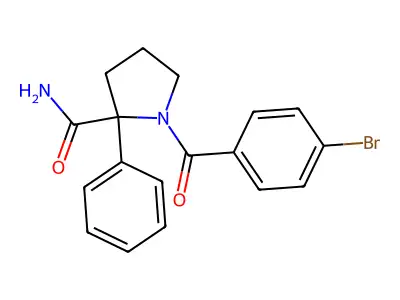1-(4-Bromobenzoyl)-2-phenylpyrrolidine-2-carboxamide structure