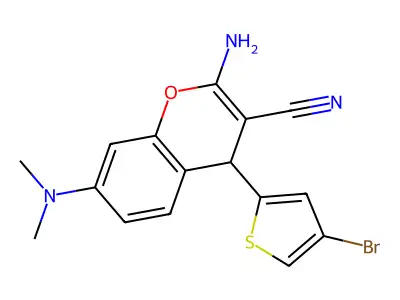 2-amino-4-(4-bromothiophen-2-yl)-7-(dimethylamino)-4H-chromene-3-carbonitrile structure