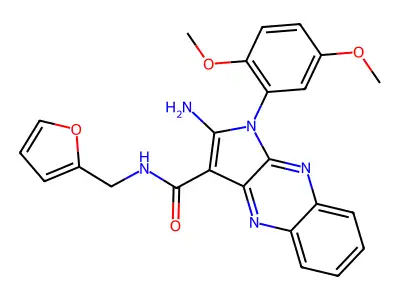 2-amino-1-(2,5-dimethoxyphenyl)-N-(furan-2-ylmethyl)-1H-pyrrolo[2,3-b]quinoxaline-3-carboxamide structure
