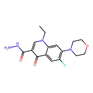 1-Ethyl-6-fluoro-7-morpholin-4-yl-4-oxoquinoline-3-carbohydrazide structure