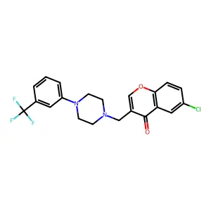6-Chloro-3-[[4-[3-(trifluoromethyl)phenyl]piperazin-1-yl]methyl]chromen-4-one structure