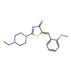 (5Z)-2-(4-ethylpiperazin-1-yl)-5-(2-methoxybenzylidene)-1,3-thiazol-4(5H)-one structure