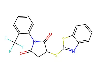 3-(1,3-benzothiazol-2-ylsulfanyl)-1-[2-(trifluoromethyl)phenyl]pyrrolidine-2,5-dione structure