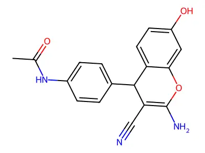 N-[4-(2-amino-3-cyano-7-hydroxy-4H-chromen-4-yl)phenyl]acetamide structure