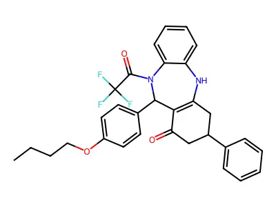 1-[11-(4-butoxyphenyl)-1-hydroxy-3-phenyl-2,3,4,11-tetrahydro-10H-dibenzo[b,e][1,4]diazepin-10-yl]-2,2,2-trifluoroethanone structure
