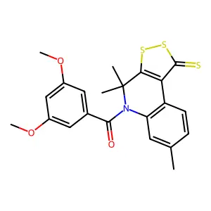 (3,5-dimethoxyphenyl)-(4,4,7-trimethyl-1-sulfanylidenedithiolo[3,4-c]quinolin-5-yl)methanone structure