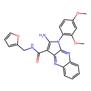 2-amino-1-(2,4-dimethoxyphenyl)-N-(furan-2-ylmethyl)-1H-pyrrolo[2,3-b]quinoxaline-3-carboxamide structure