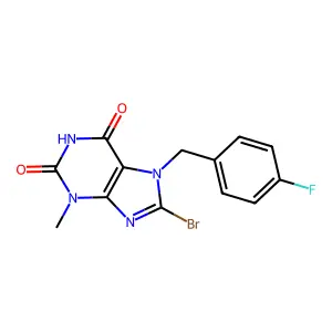 8-bromo-7-(4-fluorobenzyl)-3-methyl-1H-purine-2,6(3H,7H)-dione structure