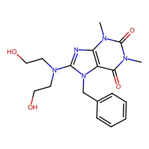 7-Benzyl-8-(bis(2-HO-ethyl)amino)-1,3-dimethyl-3,7-dihydro-1H-purine-2,6-dione structure