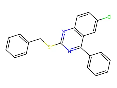 2-Benzylsulfanyl-6-chloro-4-phenylquinazoline structure